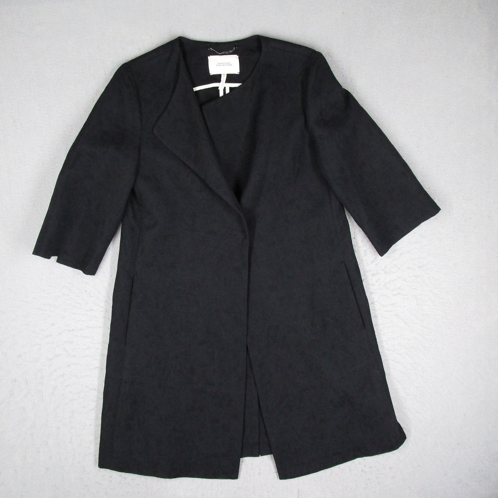 Dorothee Schumacher Black Textured Collarless Coat Snap Front Size 2 Womens